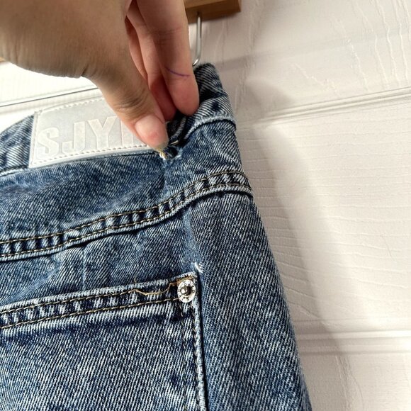 SJYP Blue Denim Rigid Washed Button Fly Jeans Women's Size X-Small XS - Picture 10 of 11